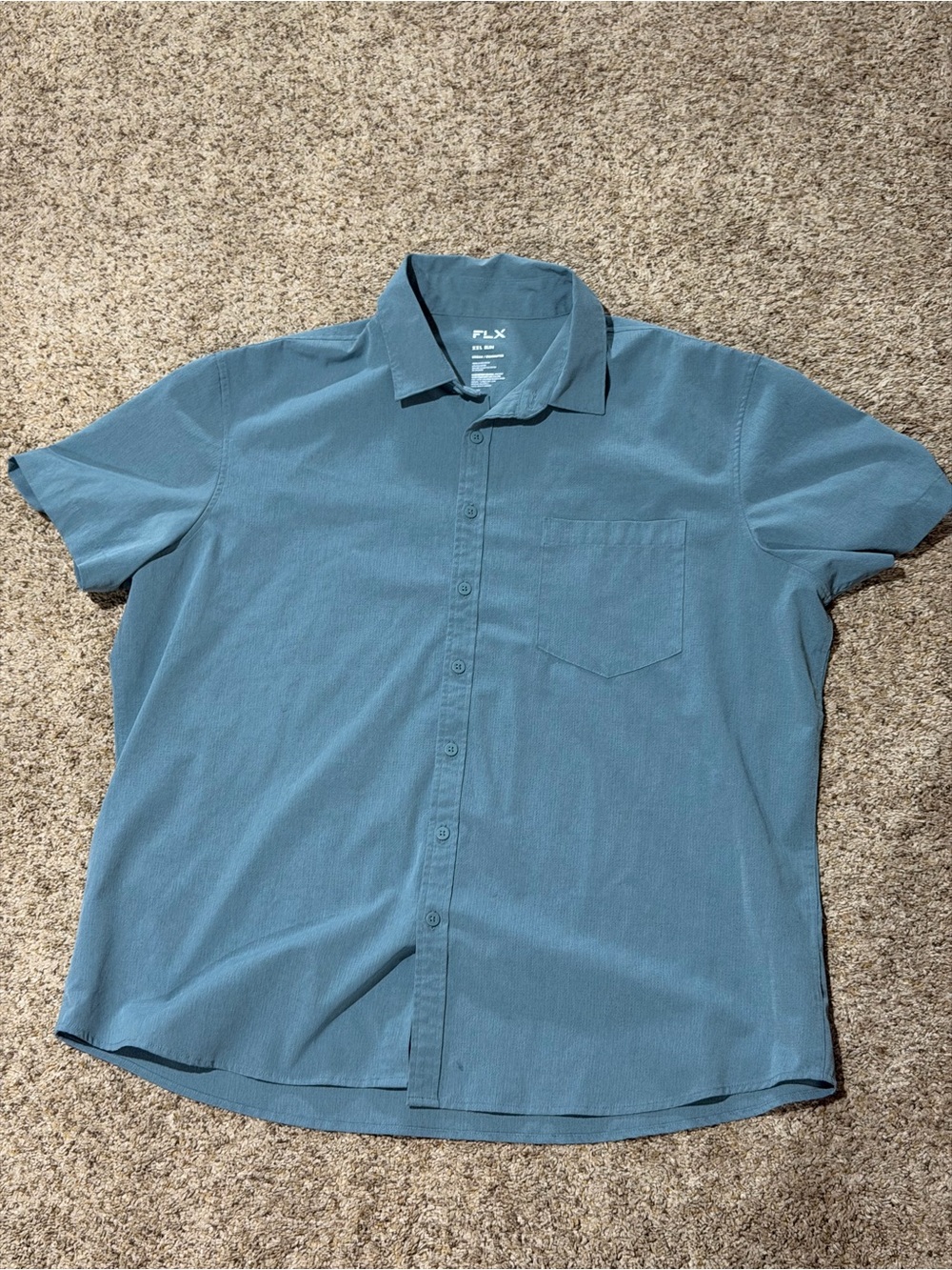 FLX Performance Short Sleeve Button-Up Shirt – XXL Slim